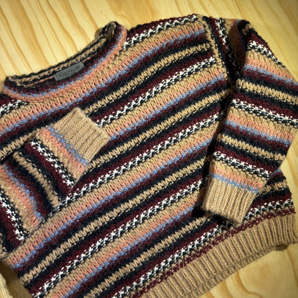 Elsamanda multicolored striped sweater with horizontal stripes